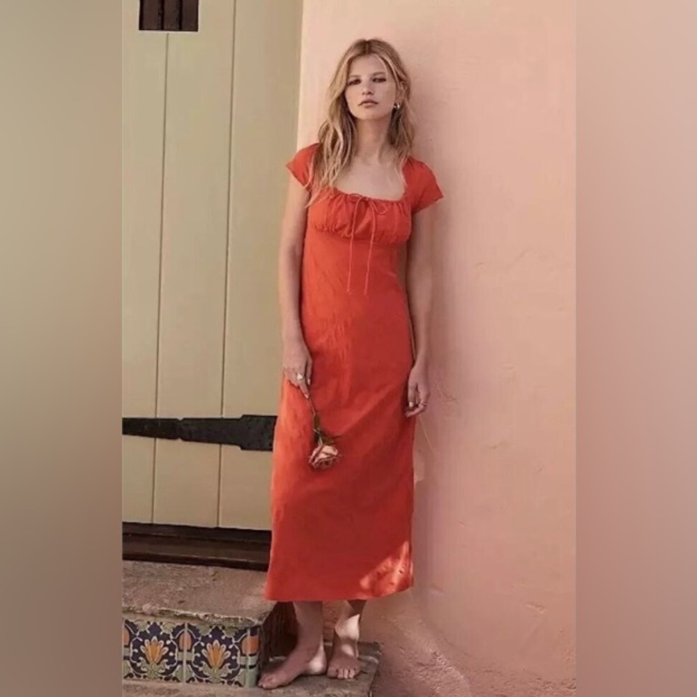 NWOT Free People Natalya Orange Maxi Dress S